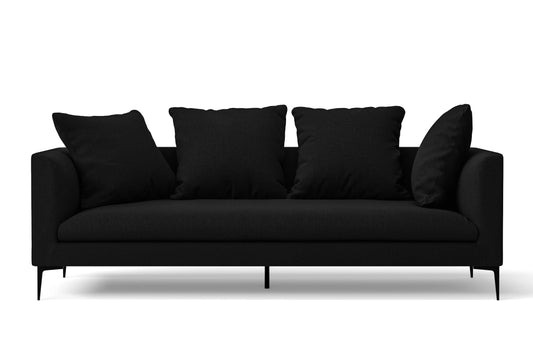 Aprilia 3 Seater Sofa Black Linen Fabric