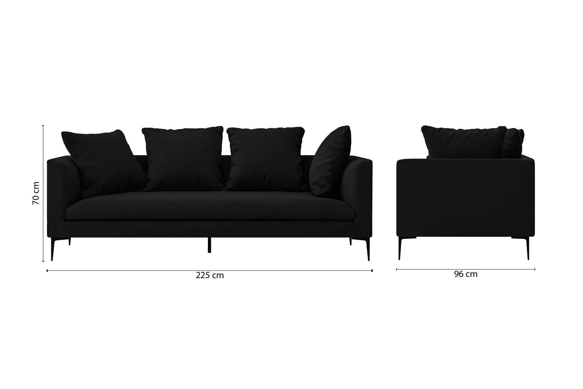 Aprilia 3 Seater Sofa Black Linen Fabric