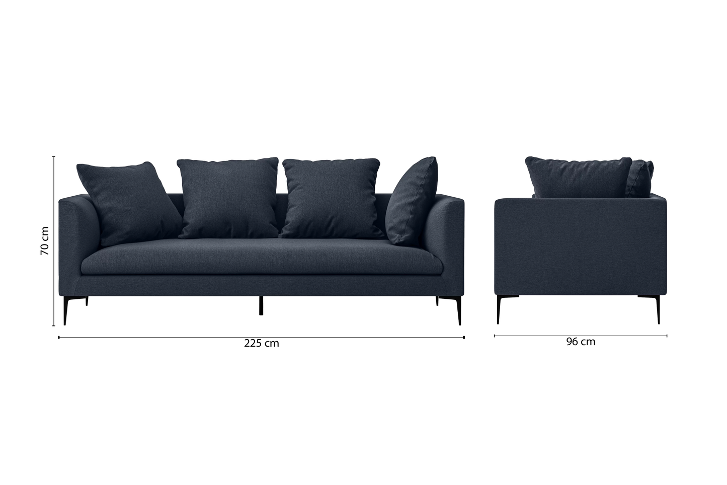 Aprilia 3 Seater Sofa Dark Blue Linen Fabric