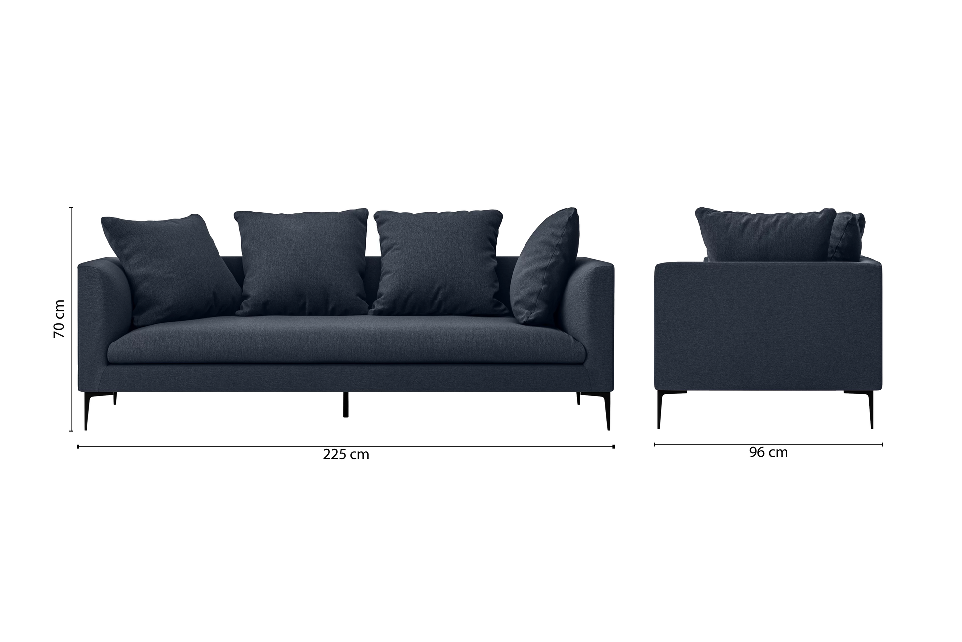 Aprilia 3 Seater Sofa Dark Blue Linen Fabric