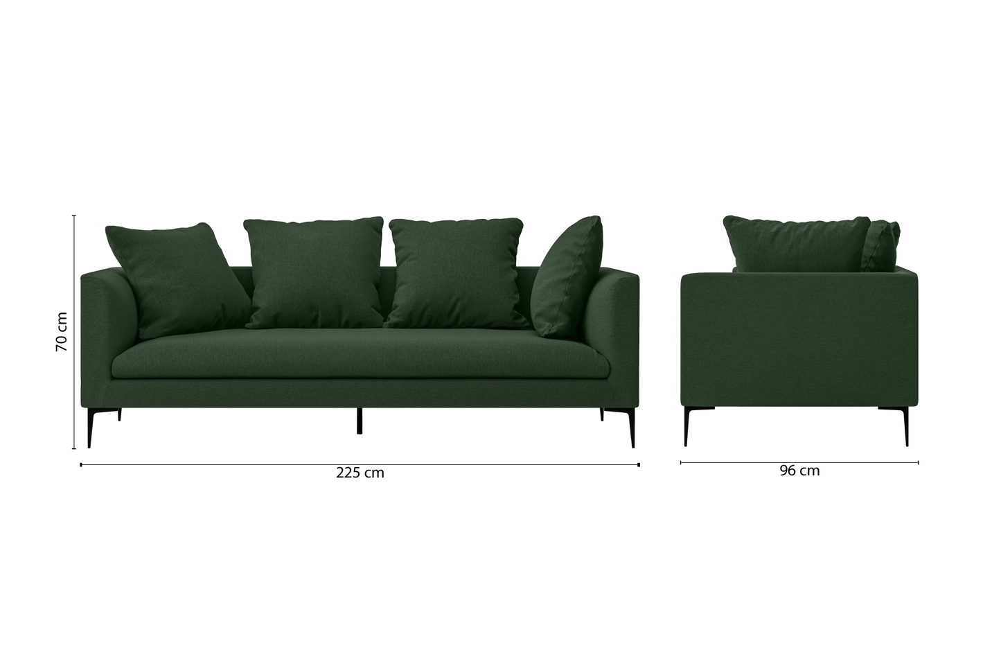 Aprilia 3 Seater Sofa Forest Green Linen Fabric