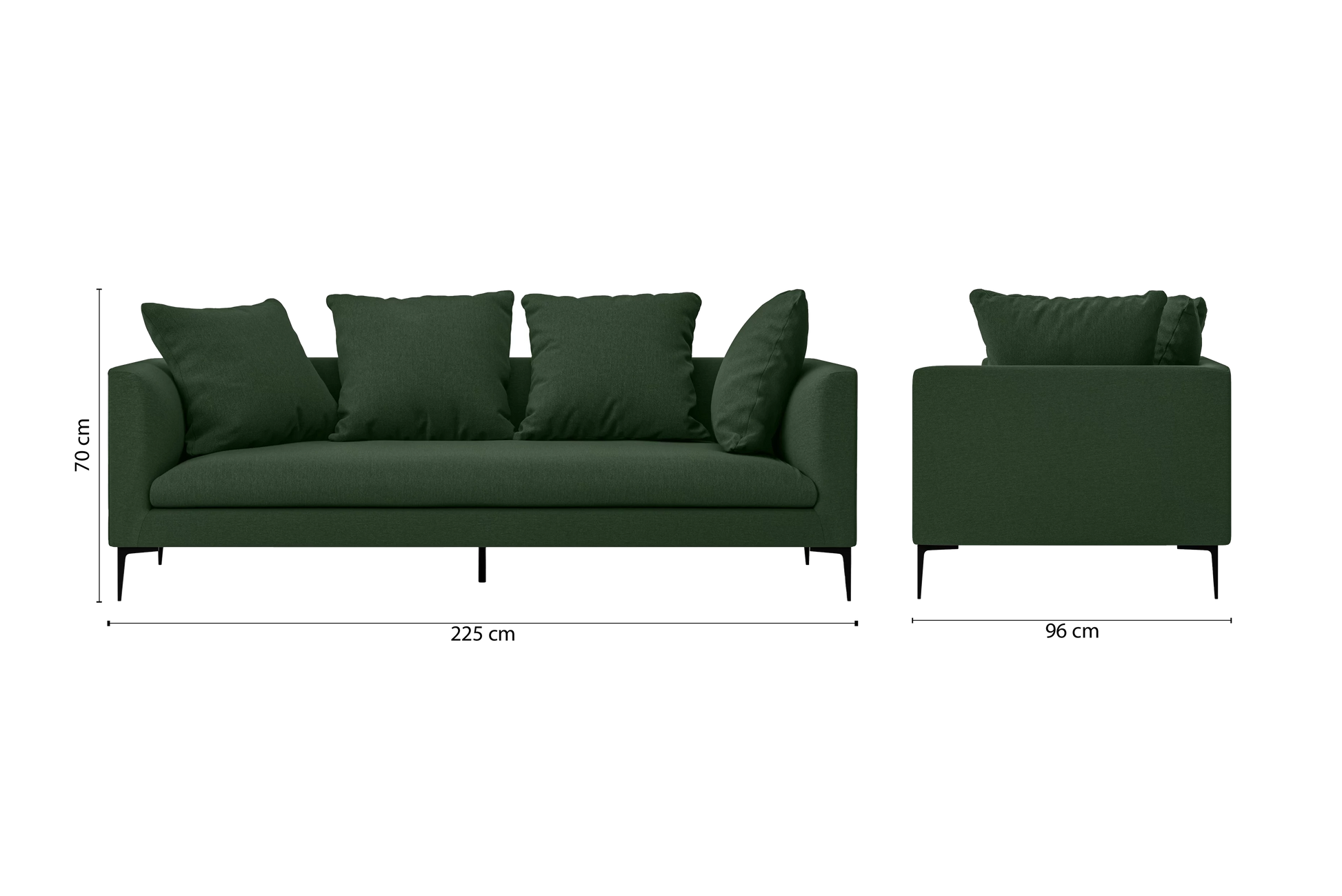 Aprilia 3 Seater Sofa Forest Green Linen Fabric