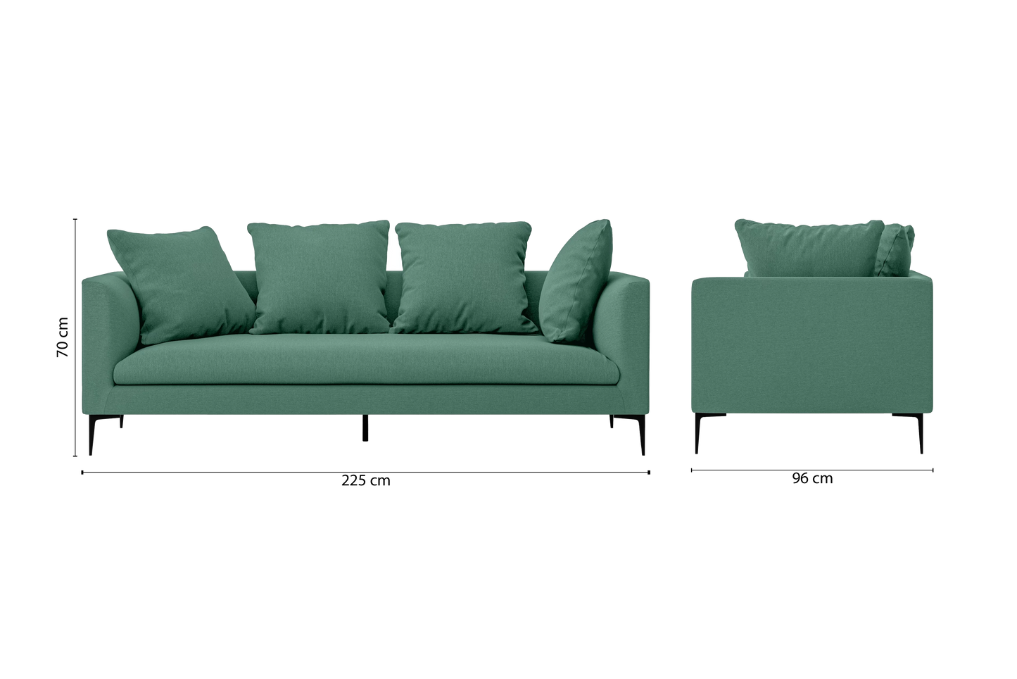 Aprilia 3 Seater Sofa Mint Green Linen Fabric