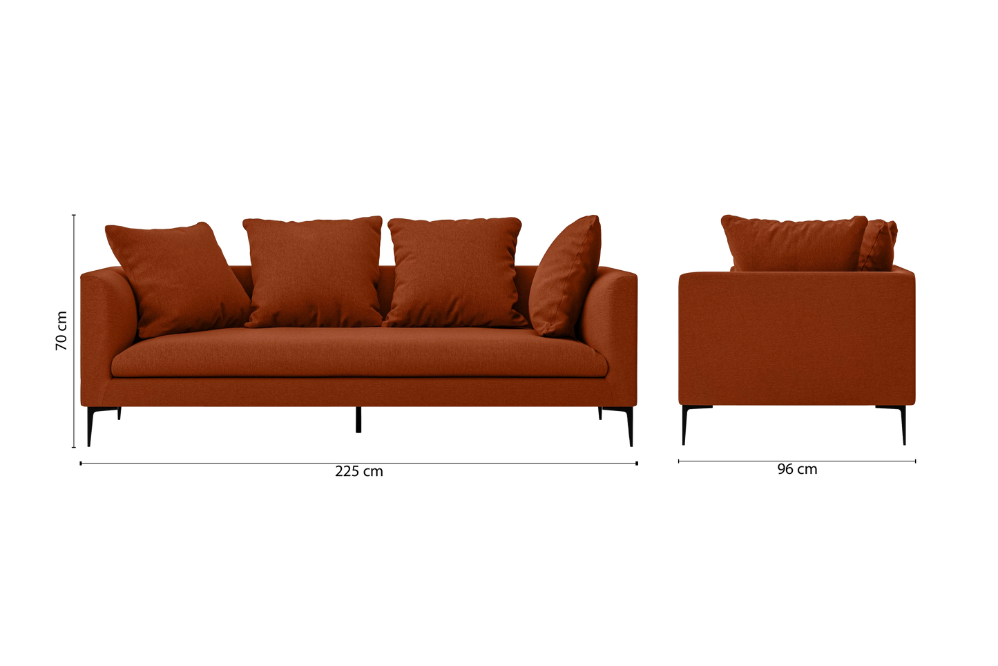 Aprilia 3 Seater Sofa Orange Linen Fabric