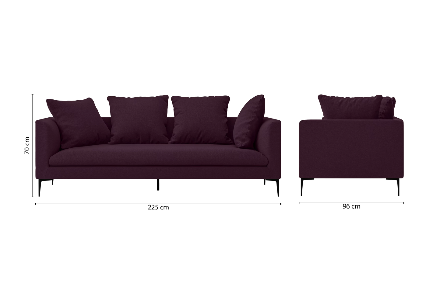 Aprilia 3 Seater Sofa Purple Linen Fabric