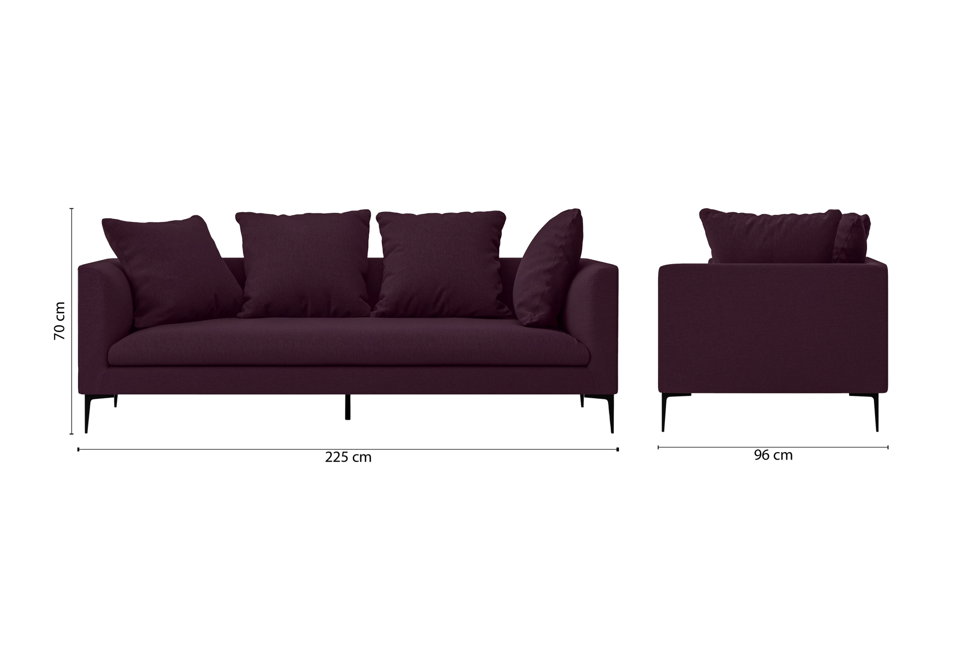 Aprilia 3 Seater Sofa Purple Linen Fabric