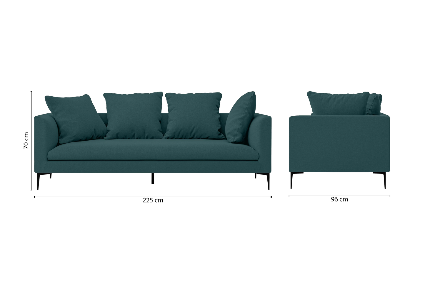 Aprilia 3 Seater Sofa Teal Linen Fabric