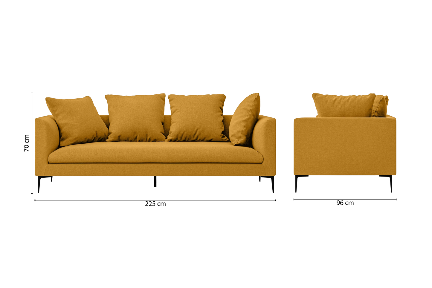 Aprilia 3 Seater Sofa Yellow Linen Fabric