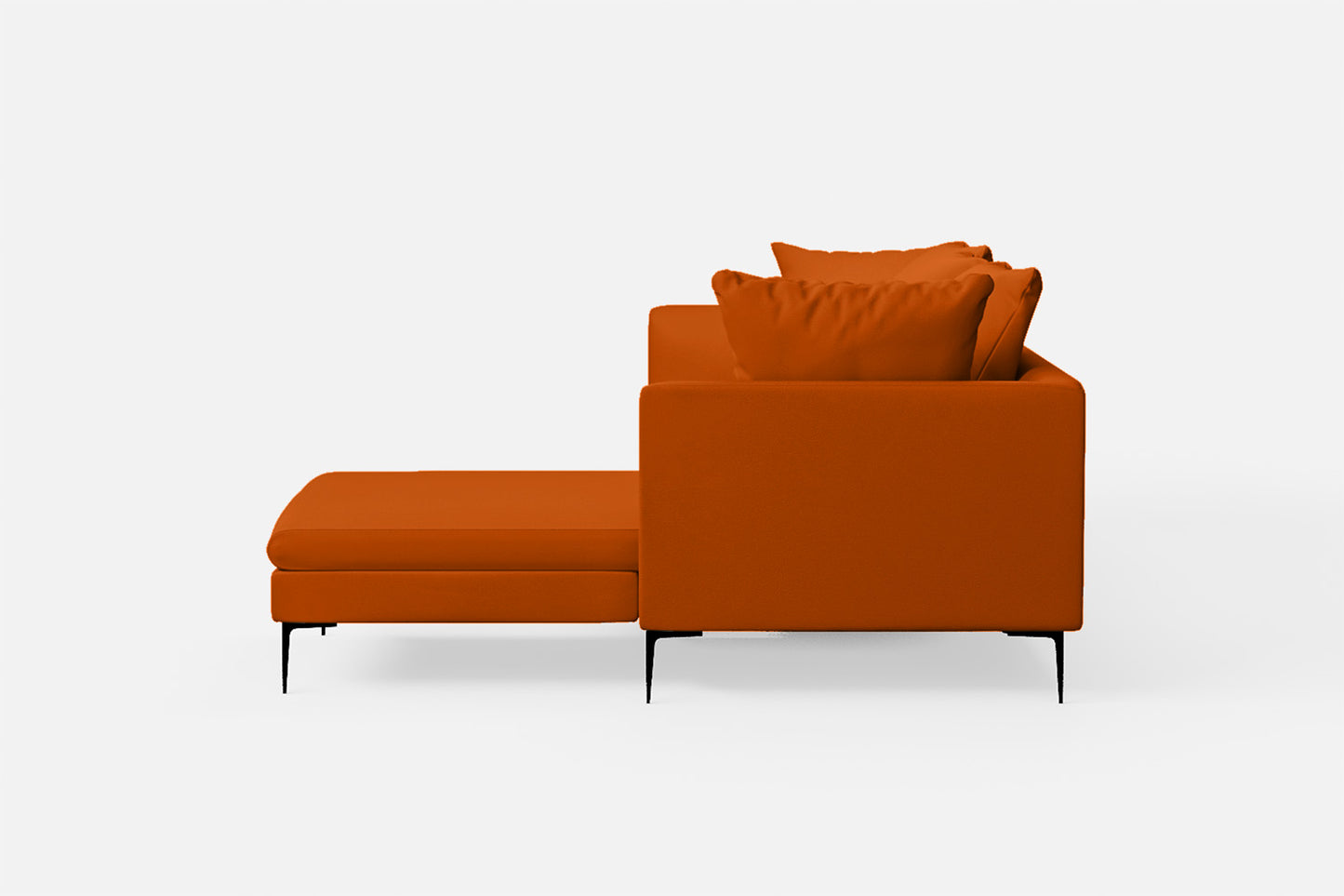 Aprilia 3 Seater Right Hand Facing Chaise Lounge Corner Sofa Orange Leather