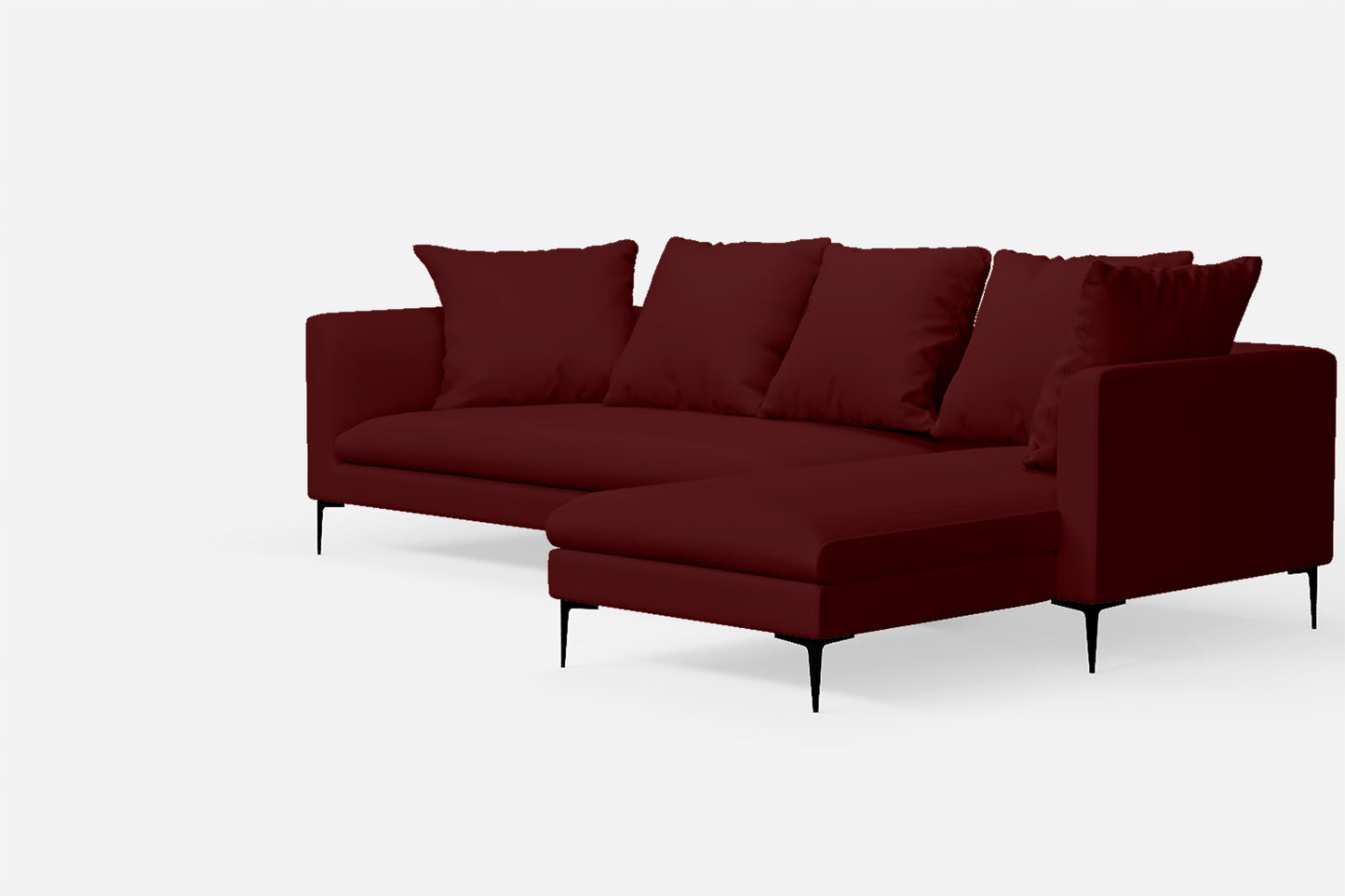 Aprilia 3 Seater Right Hand Facing Chaise Lounge Corner Sofa Red Leather