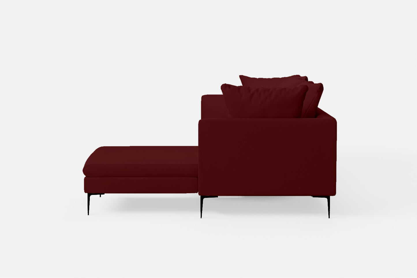 Aprilia 3 Seater Right Hand Facing Chaise Lounge Corner Sofa Red Leather