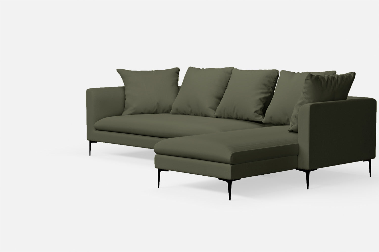 Aprilia 3 Seater Right Hand Facing Chaise Lounge Corner Sofa Sage Leather