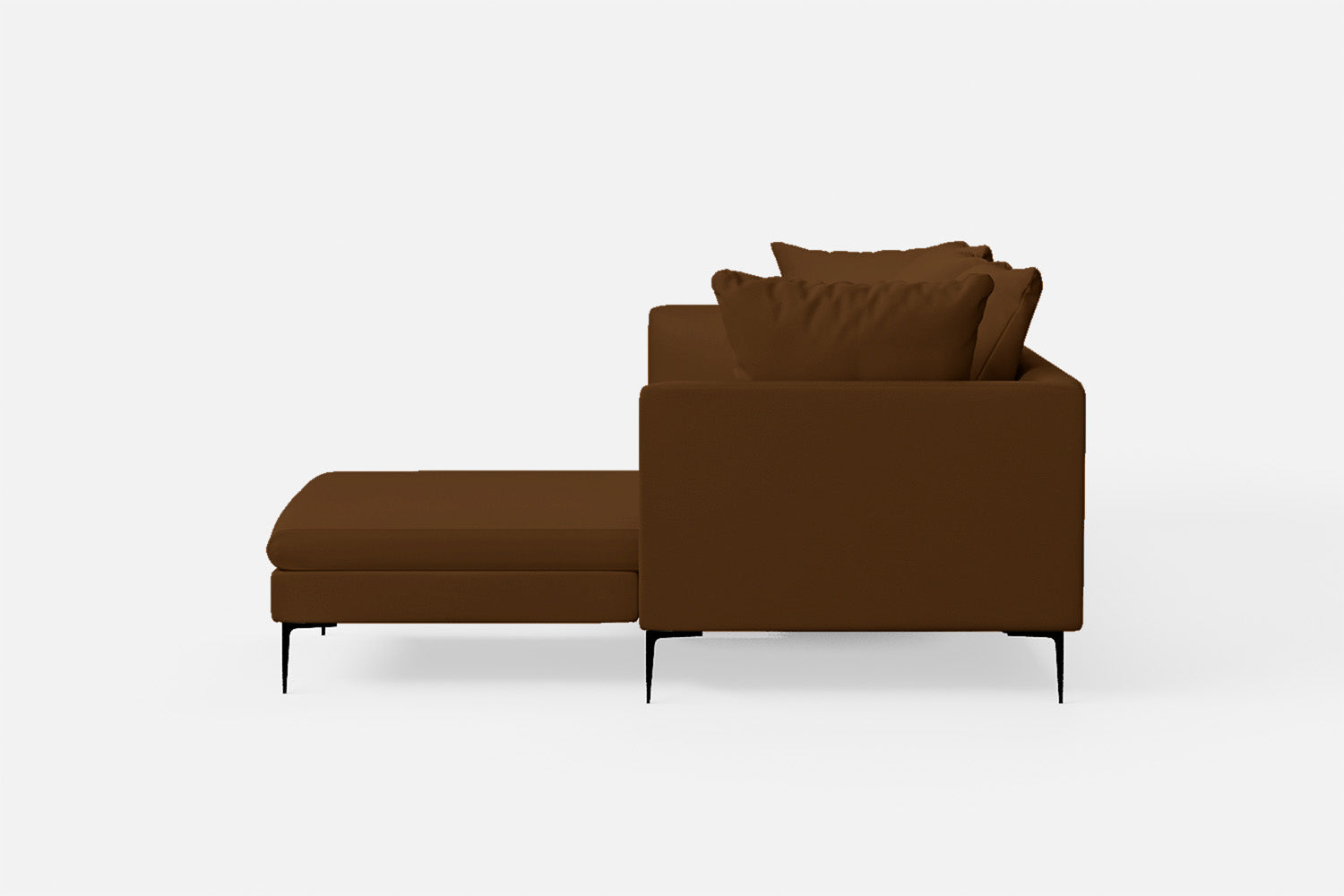 Aprilia 3 Seater Right Hand Facing Chaise Lounge Corner Sofa Walnut Brown Leather