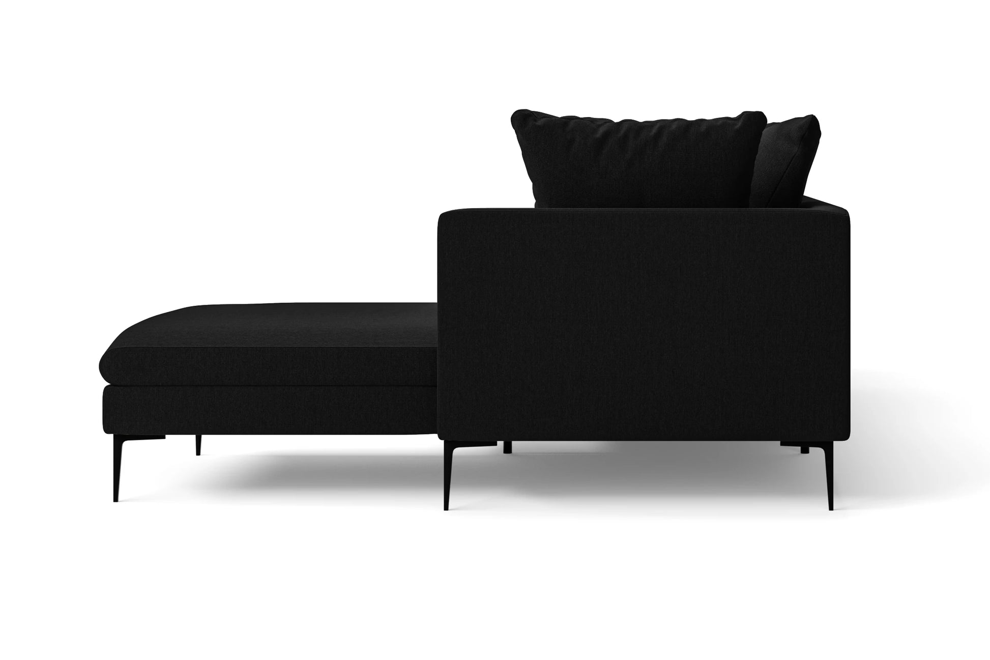 Aprilia 3 Seater Right Hand Facing Chaise Lounge Corner Sofa Black Linen Fabric