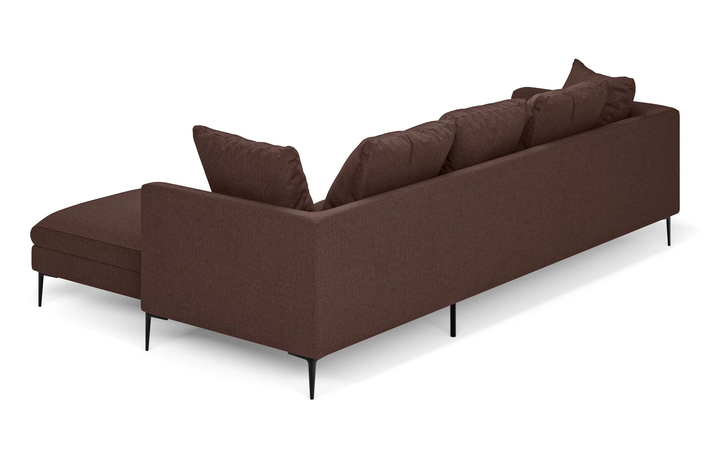 Aprilia 3 Seater Right Hand Facing Chaise Lounge Corner Sofa Coffee Brown Linen Fabric