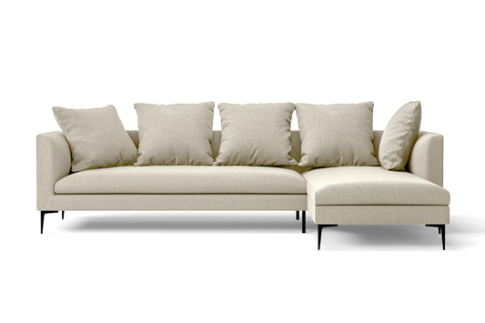 Aprilia 3 Seater Right Hand Facing Chaise Lounge Corner Sofa Cream Linen Fabric