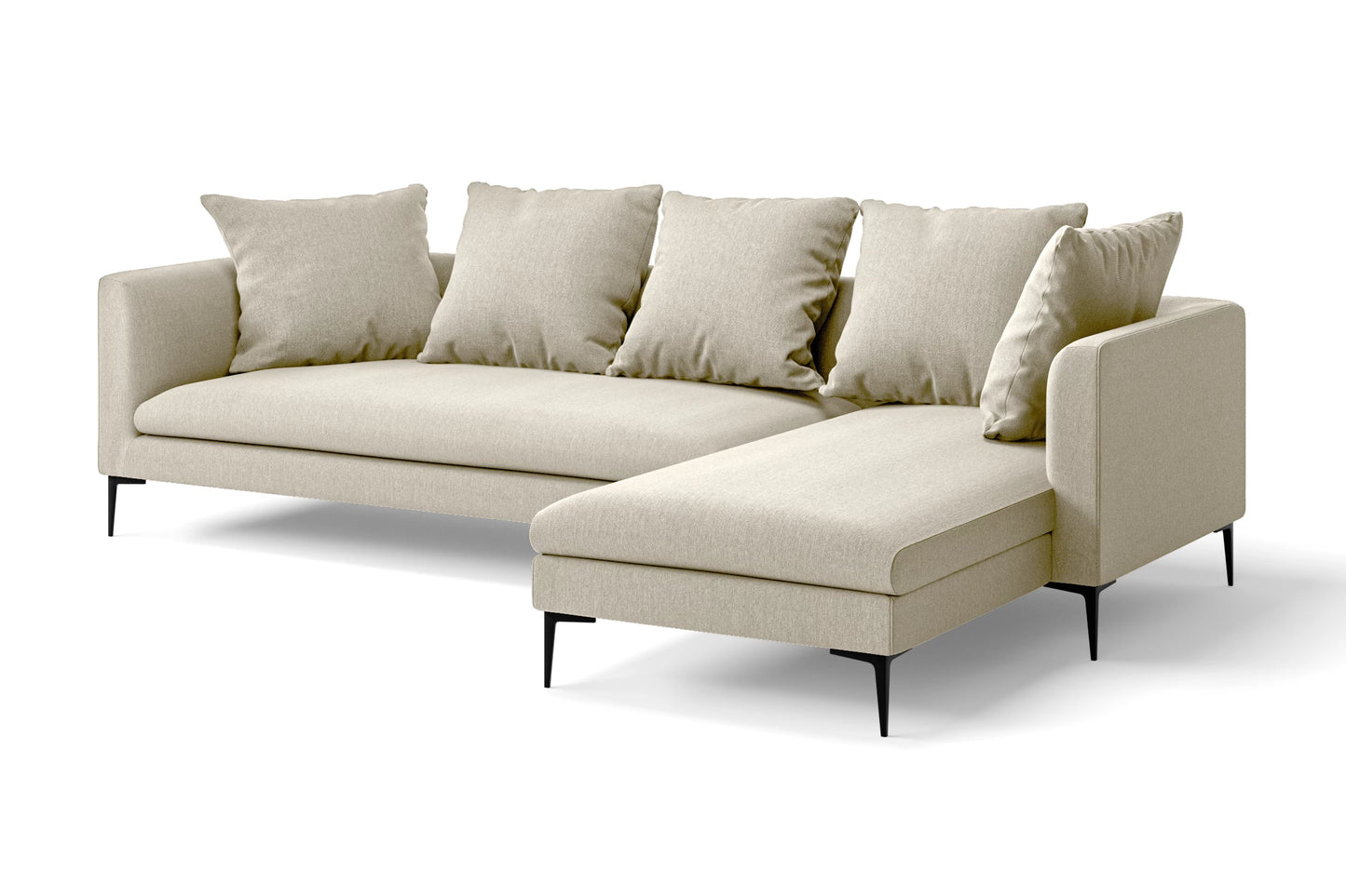 Aprilia 3 Seater Right Hand Facing Chaise Lounge Corner Sofa Cream Linen Fabric