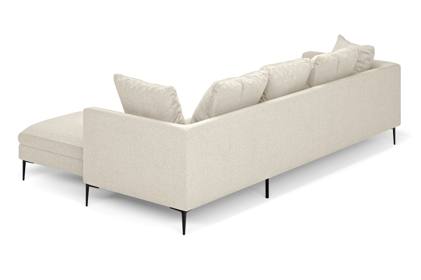 Aprilia 3 Seater Right Hand Facing Chaise Lounge Corner Sofa Cream Linen Fabric