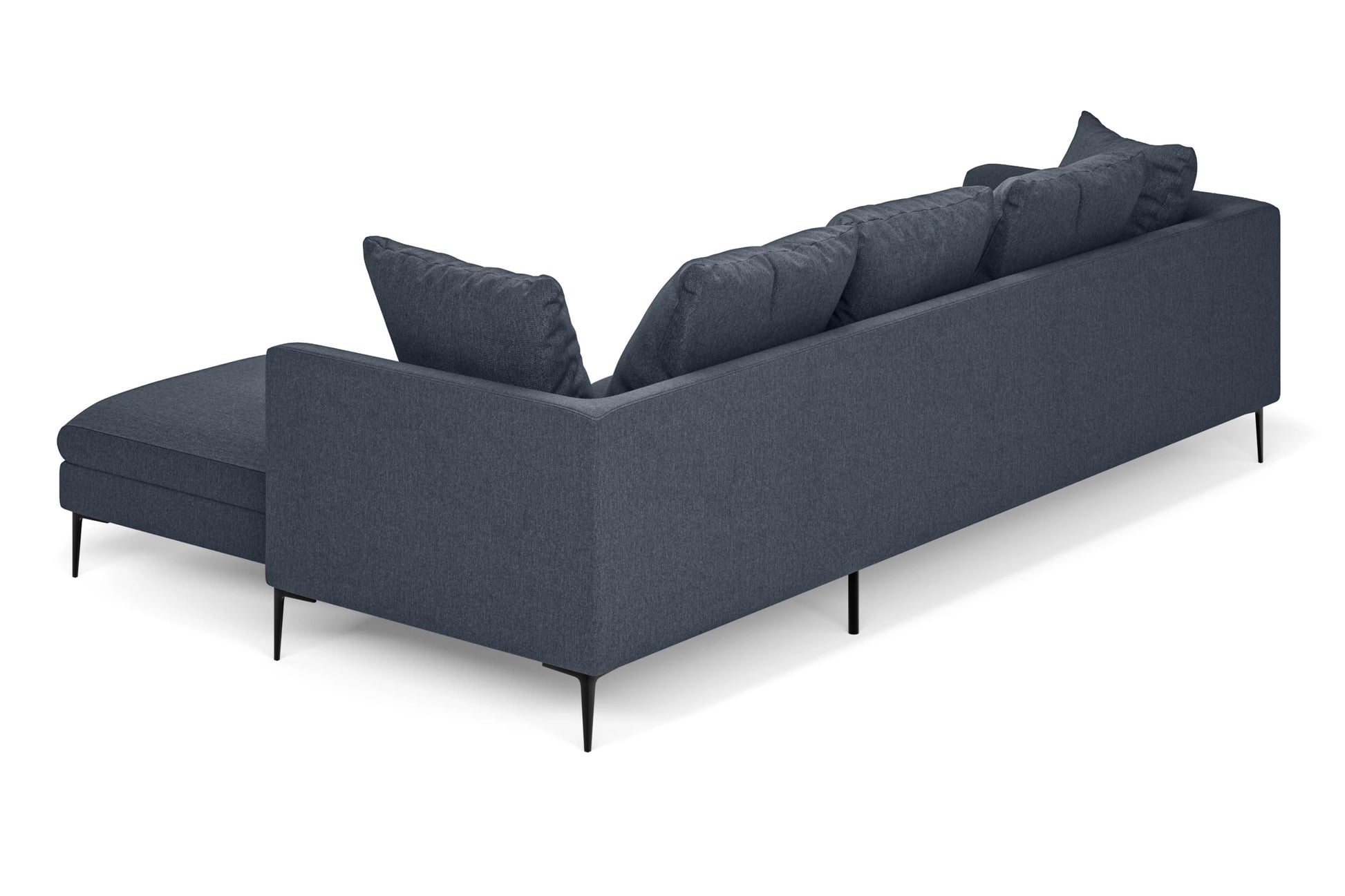 Aprilia 3 Seater Right Hand Facing Chaise Lounge Corner Sofa Dark Blue Linen Fabric