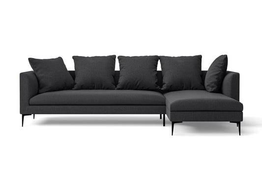 Aprilia 3 Seater Right Hand Facing Chaise Lounge Corner Sofa Dark Grey Linen Fabric