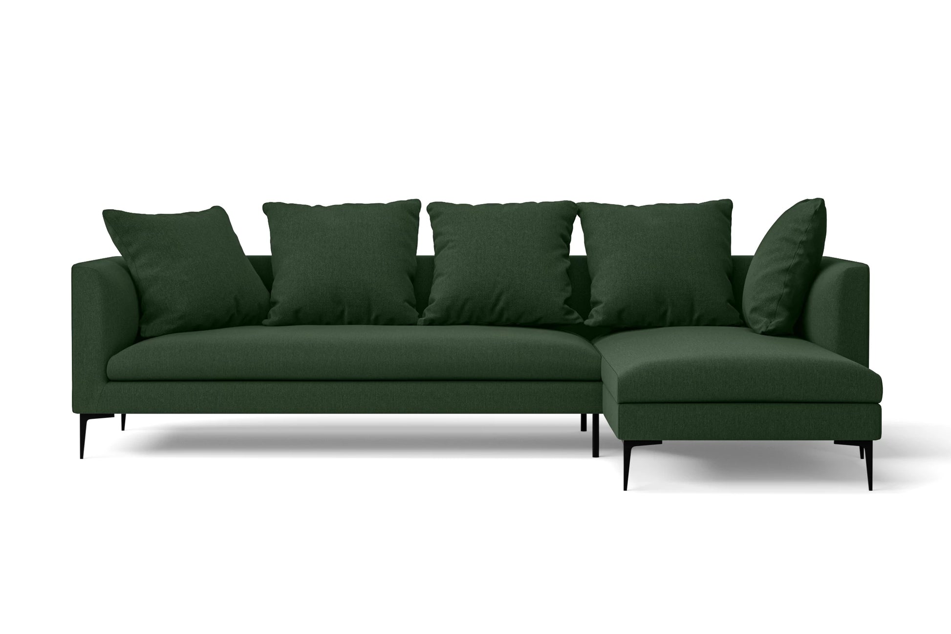 Aprilia 3 Seater Right Hand Facing Chaise Lounge Corner Sofa Forest Green Linen Fabric