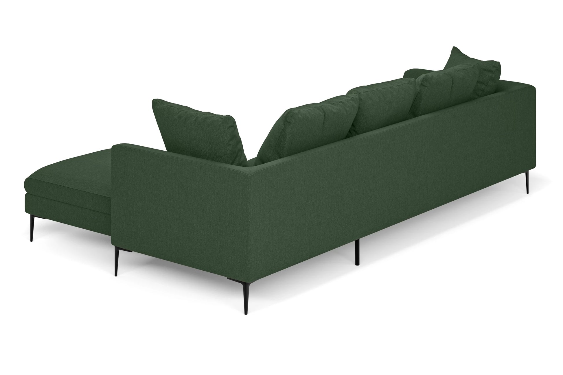 Aprilia 3 Seater Right Hand Facing Chaise Lounge Corner Sofa Forest Green Linen Fabric