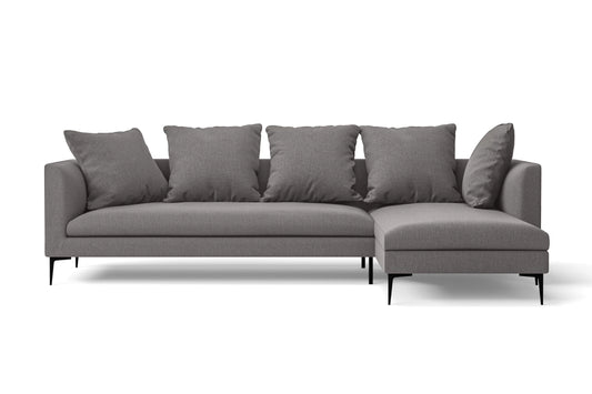 Aprilia 3 Seater Right Hand Facing Chaise Lounge Corner Sofa Grey Linen Fabric