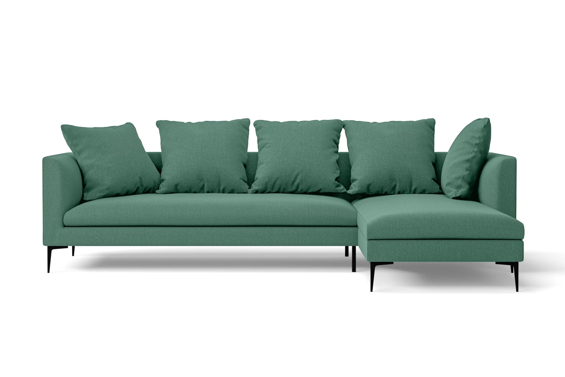 Aprilia 3 Seater Right Hand Facing Chaise Lounge Corner Sofa Mint Green Linen Fabric