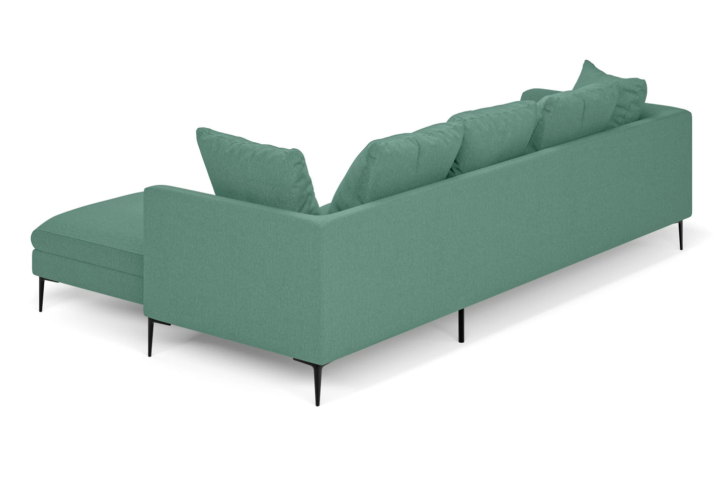 Aprilia 3 Seater Right Hand Facing Chaise Lounge Corner Sofa Mint Green Linen Fabric