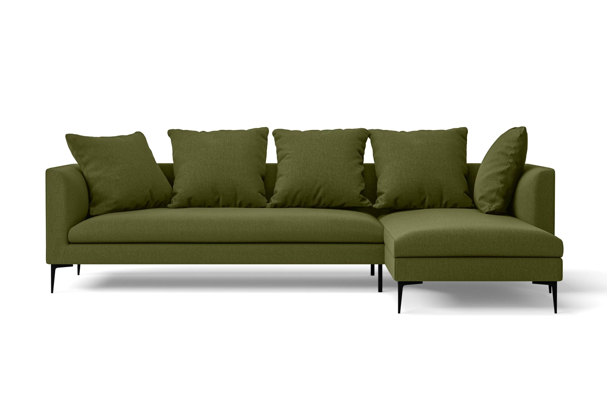 Aprilia 3 Seater Right Hand Facing Chaise Lounge Corner Sofa Olive Linen Fabric