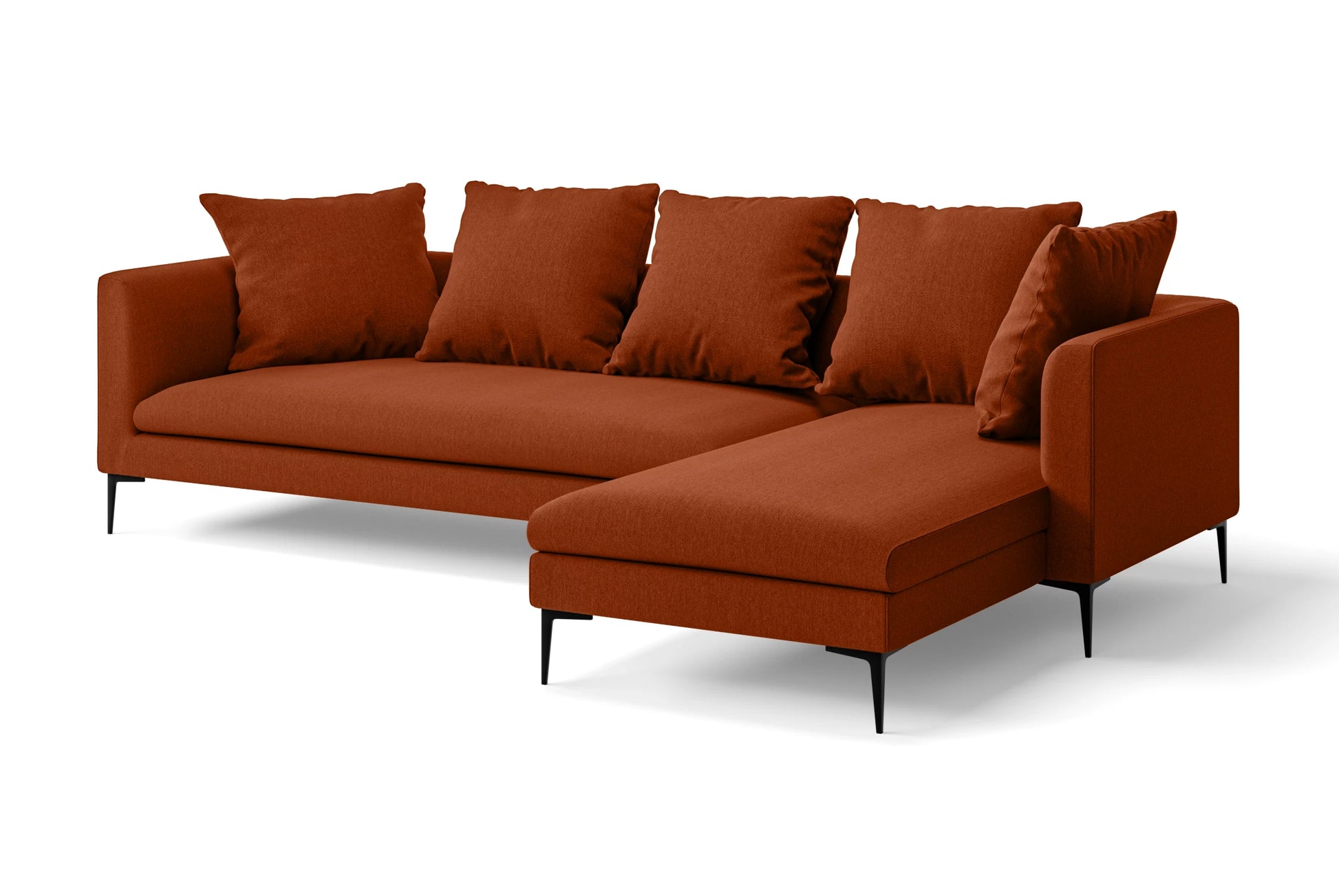 Aprilia 3 Seater Right Hand Facing Chaise Lounge Corner Sofa Orange Linen Fabric