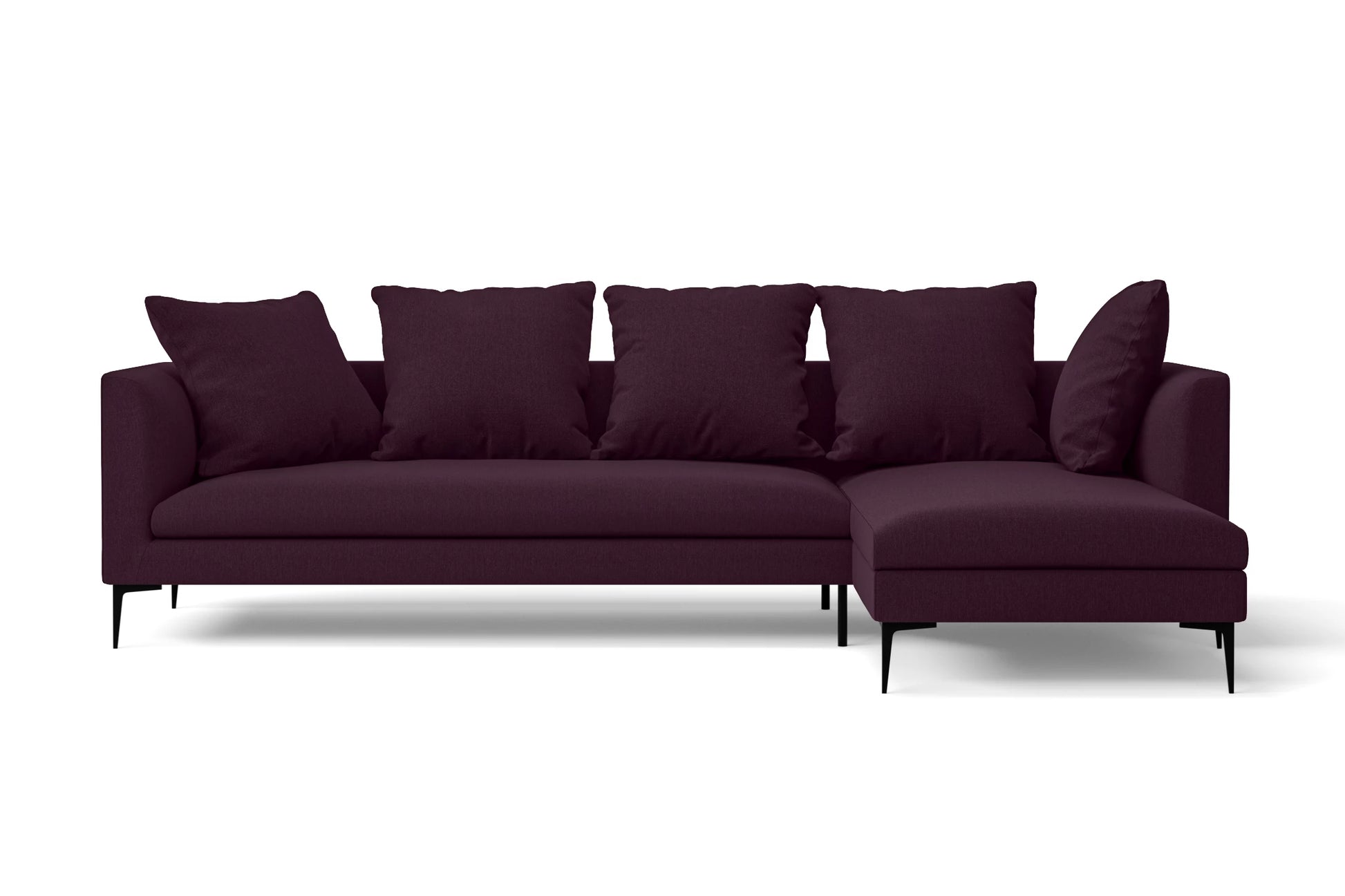 Aprilia 3 Seater Right Hand Facing Chaise Lounge Corner Sofa Purple Linen Fabric