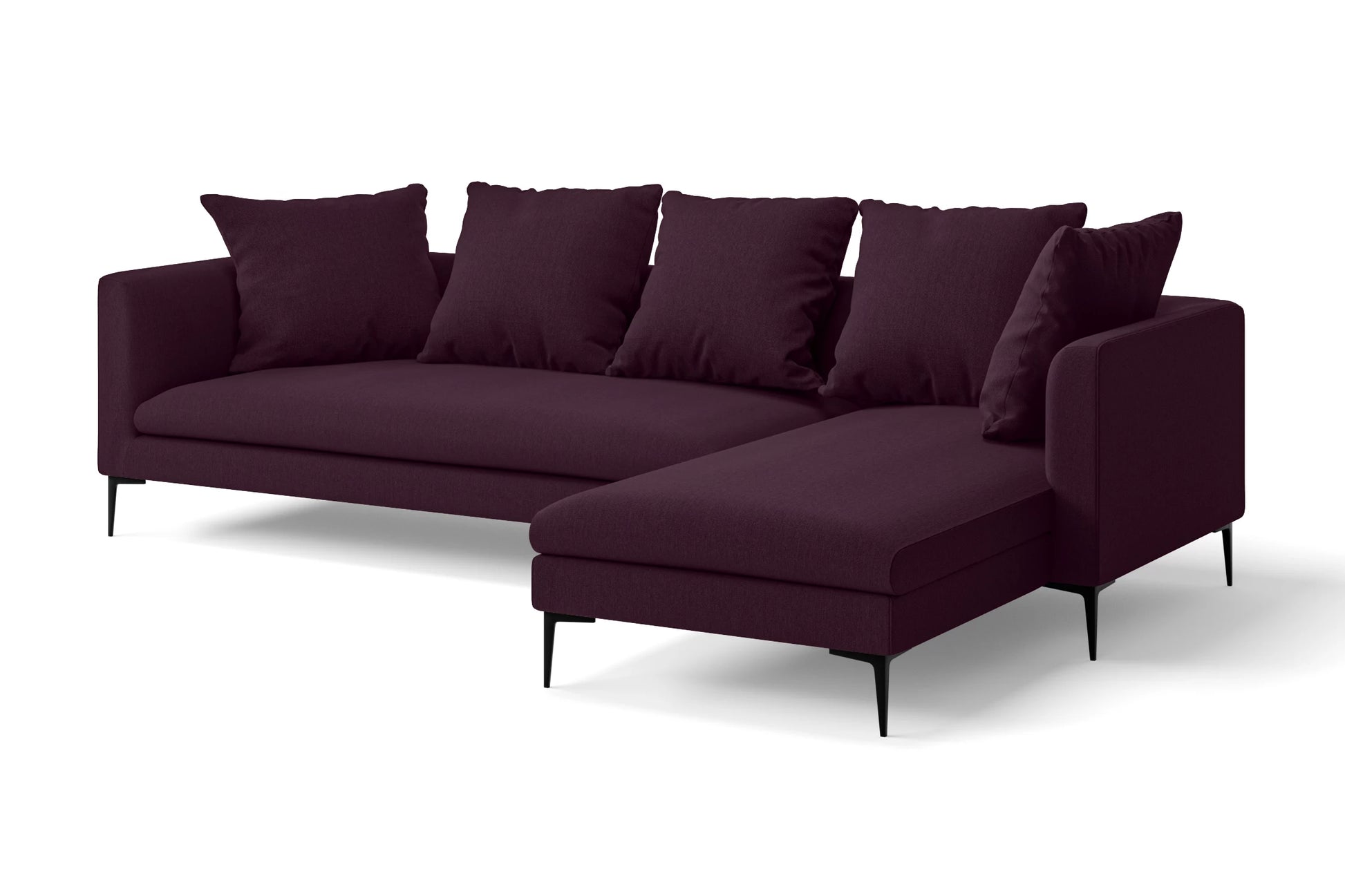 Aprilia 3 Seater Right Hand Facing Chaise Lounge Corner Sofa Purple Linen Fabric