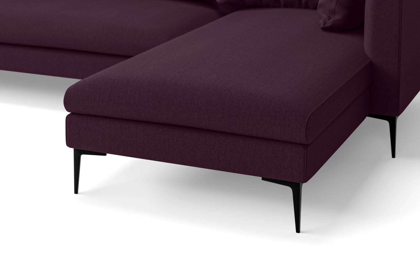 Aprilia 3 Seater Right Hand Facing Chaise Lounge Corner Sofa Purple Linen Fabric