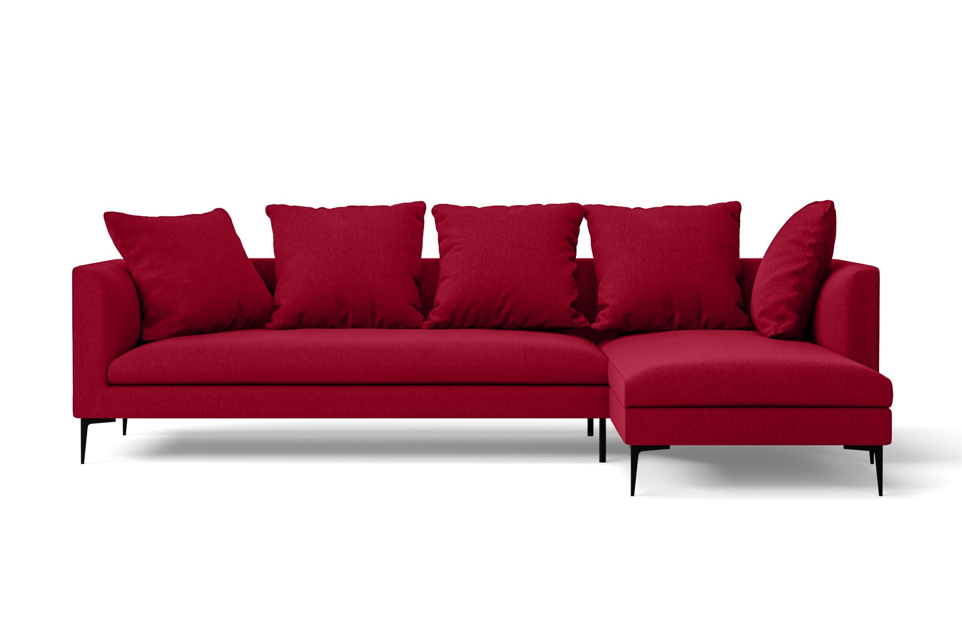 Aprilia 3 Seater Right Hand Facing Chaise Lounge Corner Sofa Red Linen Fabric