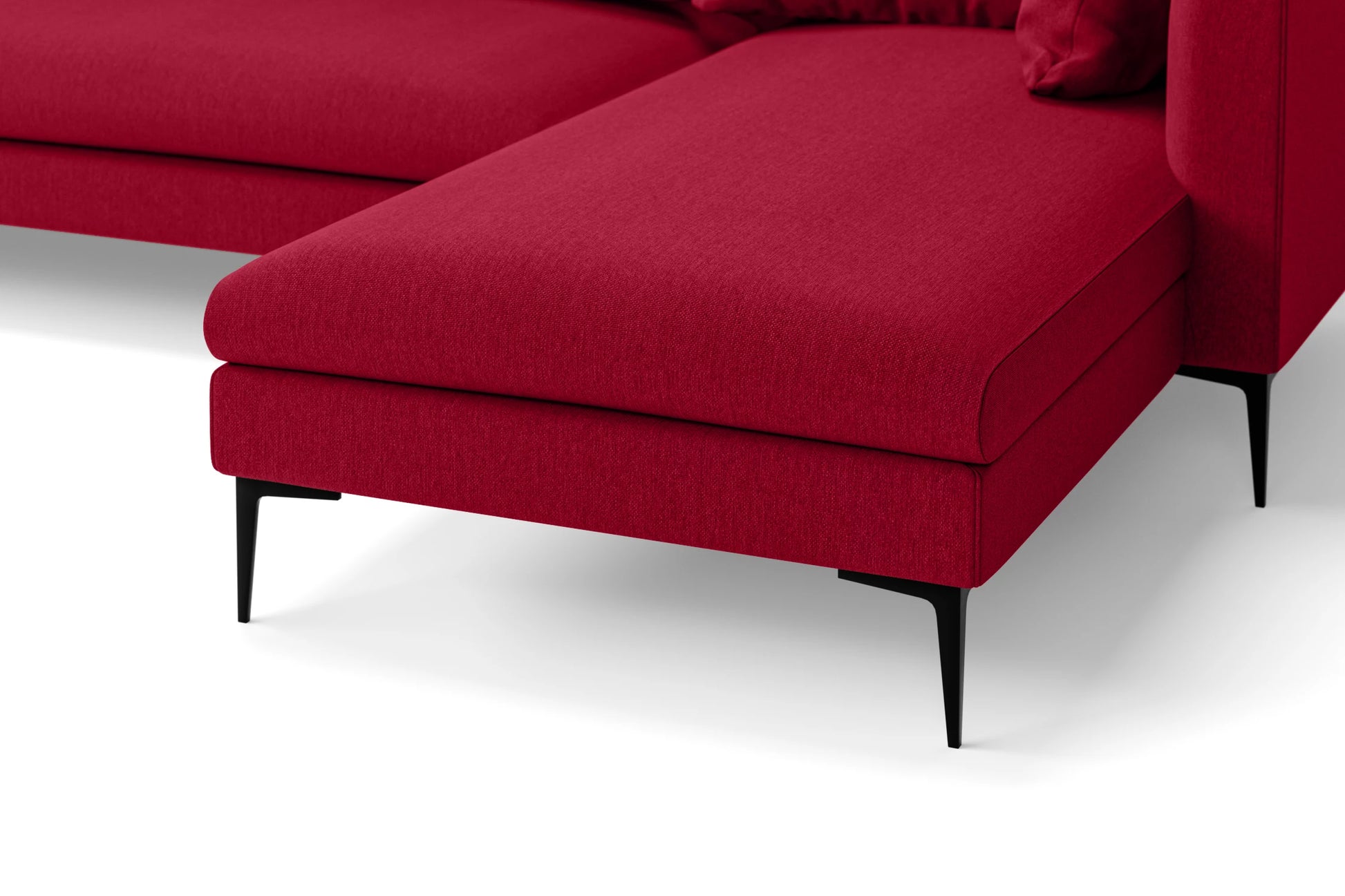 Aprilia 3 Seater Right Hand Facing Chaise Lounge Corner Sofa Red Linen Fabric