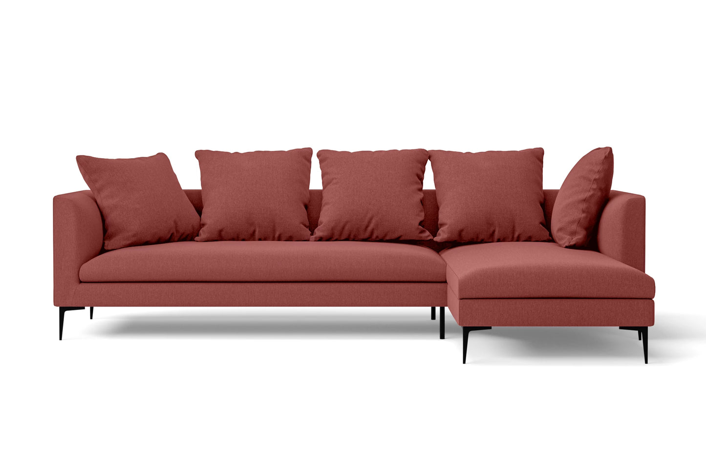 Aprilia 3 Seater Right Hand Facing Chaise Lounge Corner Sofa Rose Pink Linen Fabric