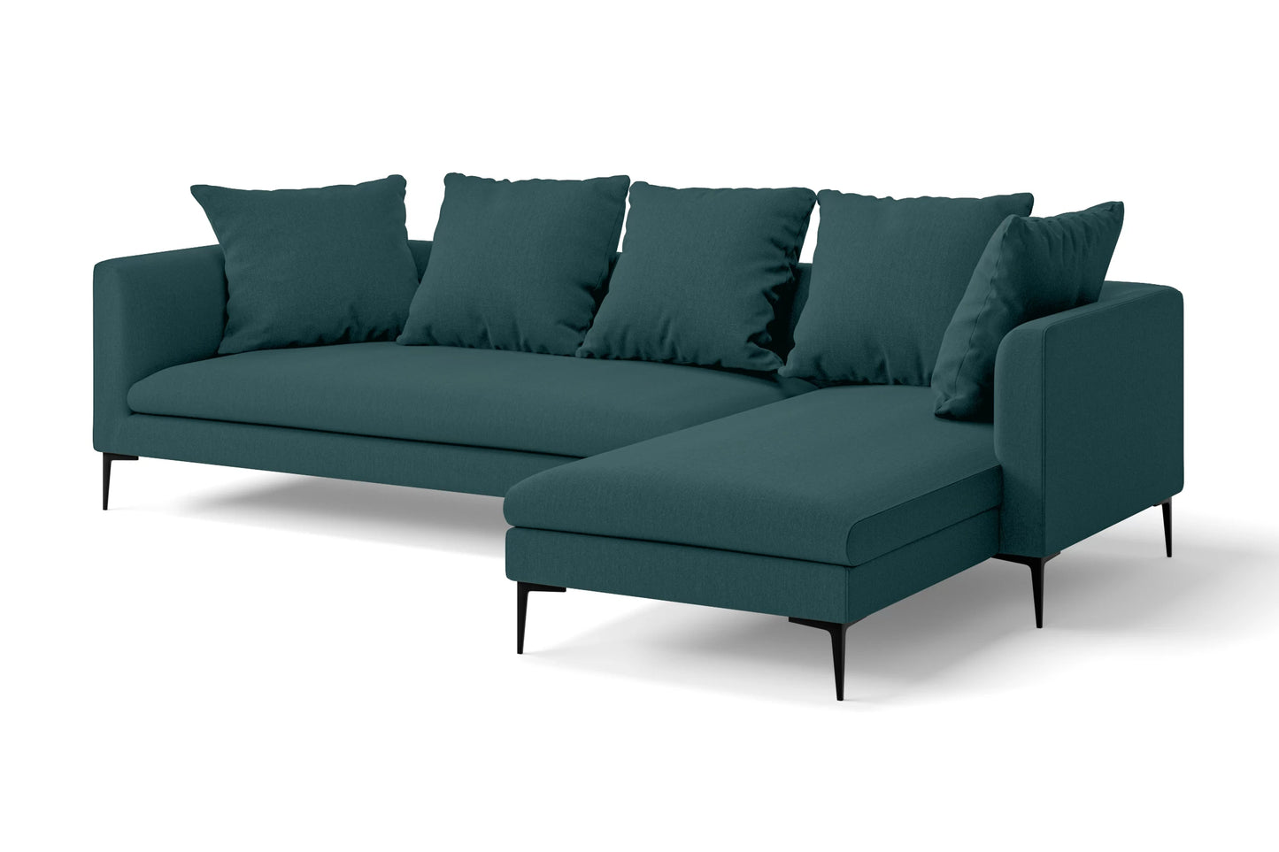 Aprilia 3 Seater Right Hand Facing Chaise Lounge Corner Sofa Teal Linen Fabric