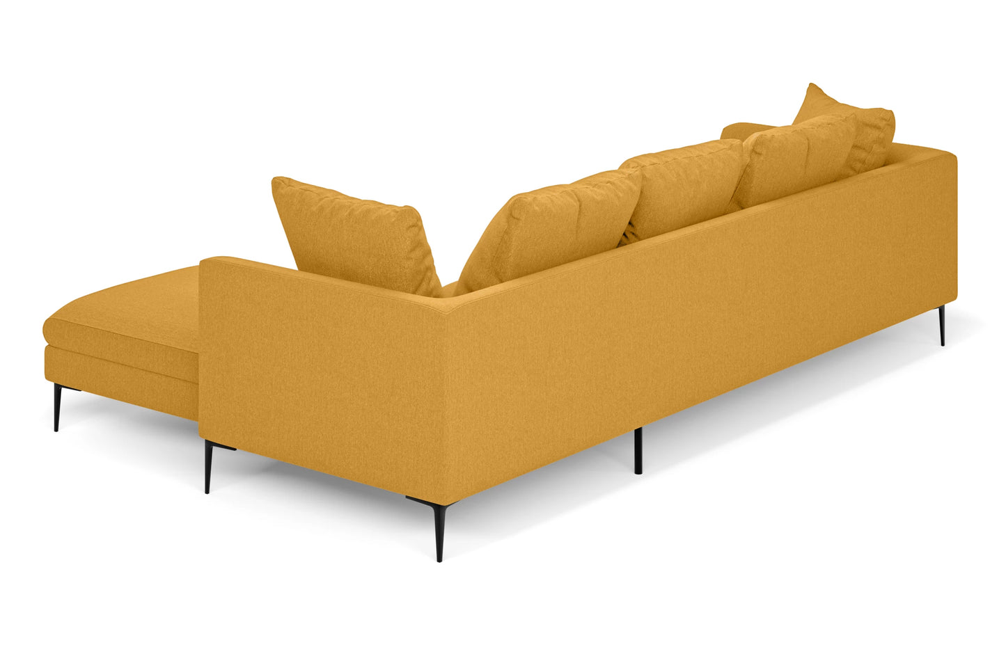 Aprilia 3 Seater Right Hand Facing Chaise Lounge Corner Sofa Yellow Linen Fabric