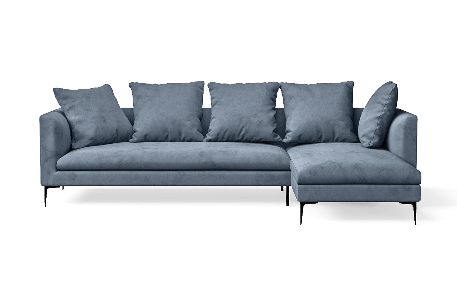 Aprilia 3 Seater Right Hand Facing Chaise Lounge Corner Sofa Baby Blue Velvet