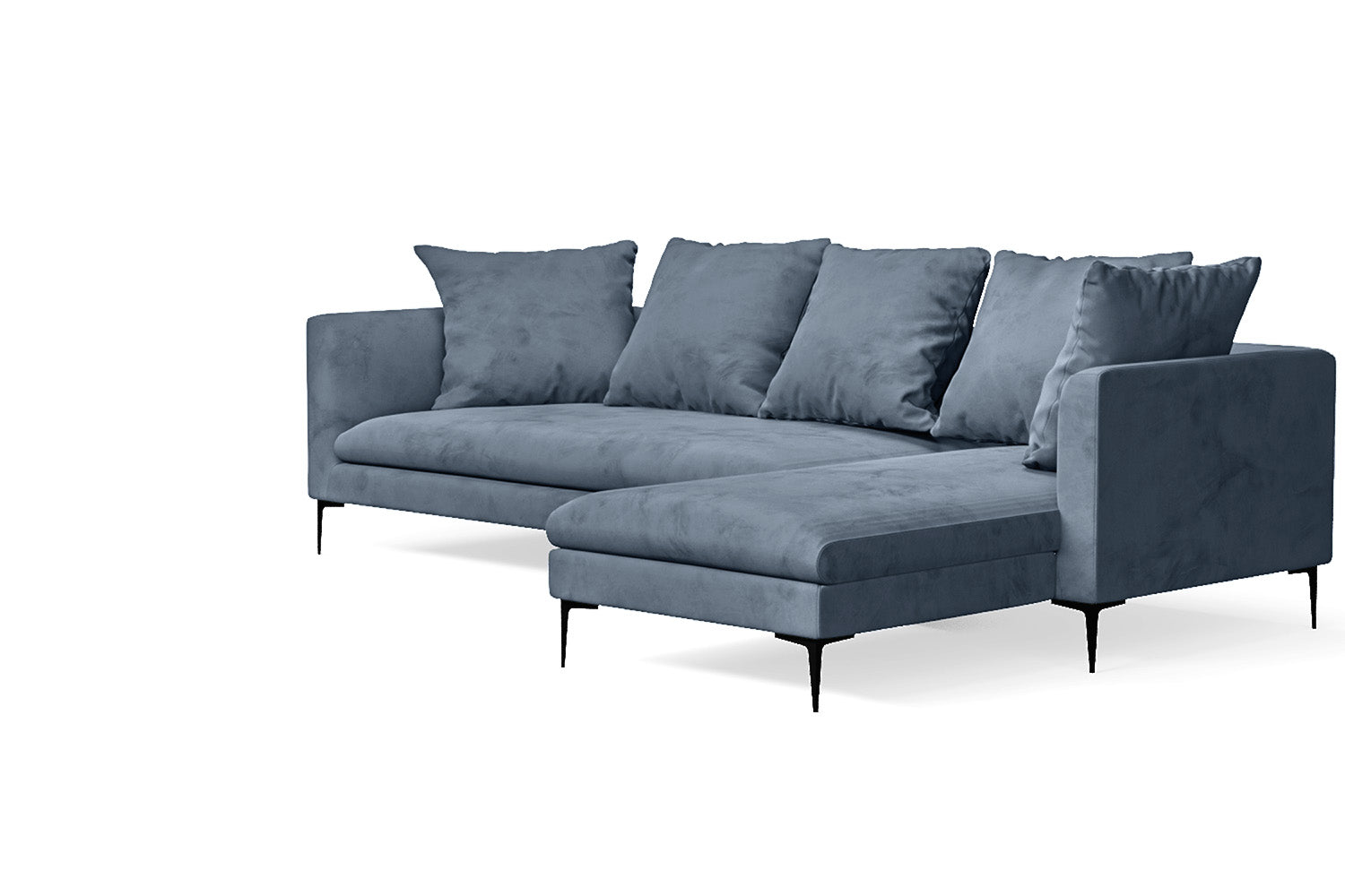 Aprilia 3 Seater Right Hand Facing Chaise Lounge Corner Sofa Baby Blue Velvet