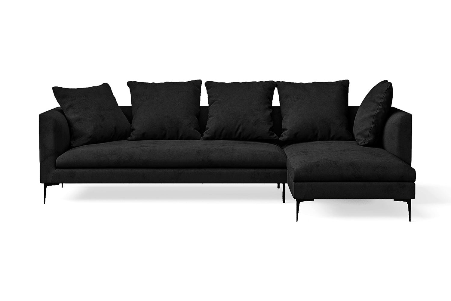 Aprilia 3 Seater Right Hand Facing Chaise Lounge Corner Sofa Black Velvet