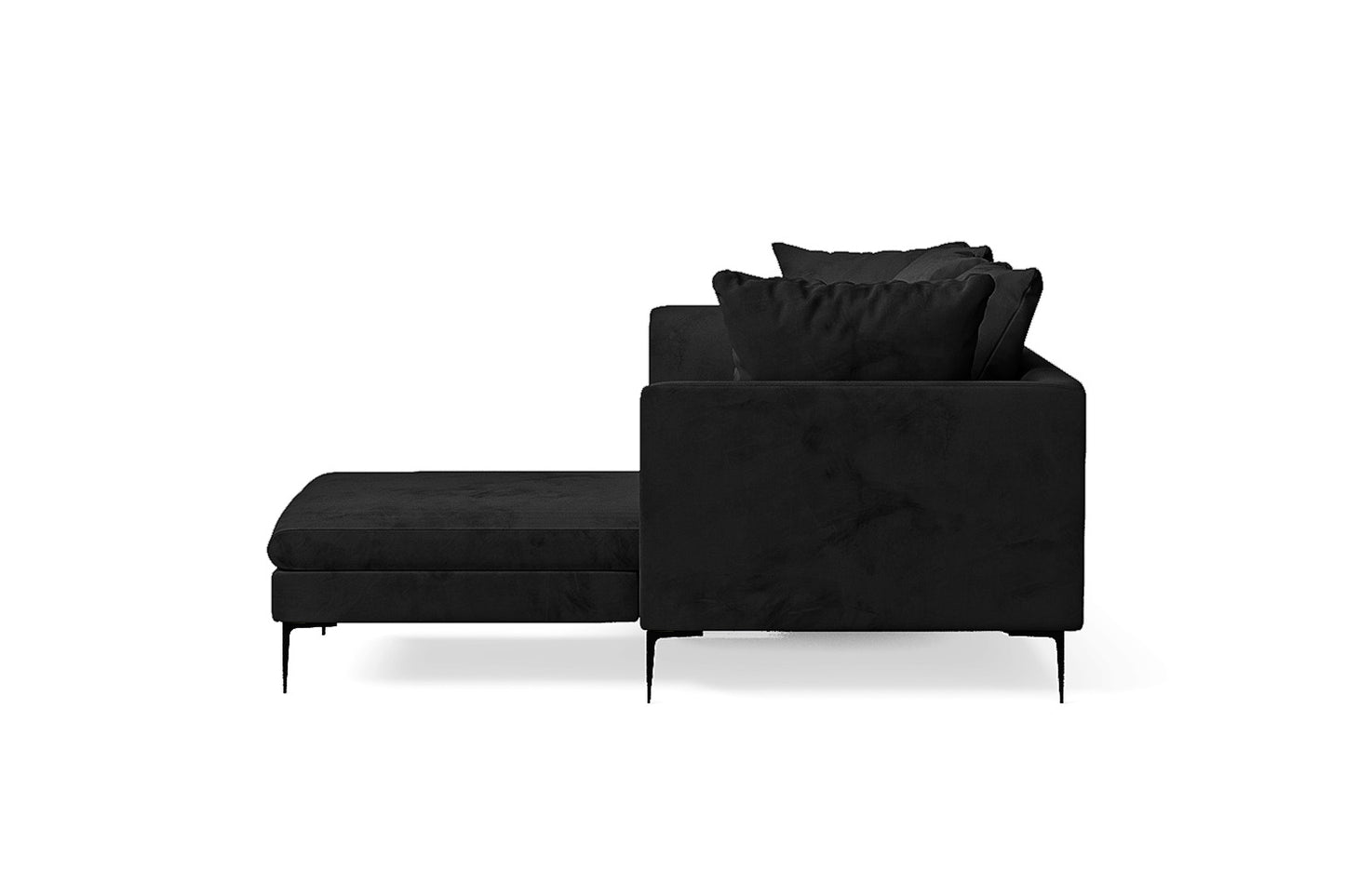 Aprilia 3 Seater Right Hand Facing Chaise Lounge Corner Sofa Black Velvet