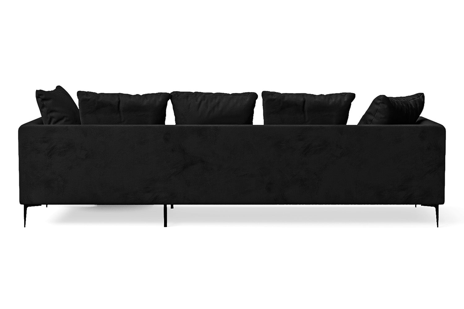 Aprilia 3 Seater Right Hand Facing Chaise Lounge Corner Sofa Black Velvet