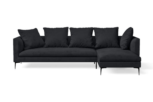 Aprilia 3 Seater Right Hand Facing Chaise Lounge Corner Sofa Dark Grey Velvet