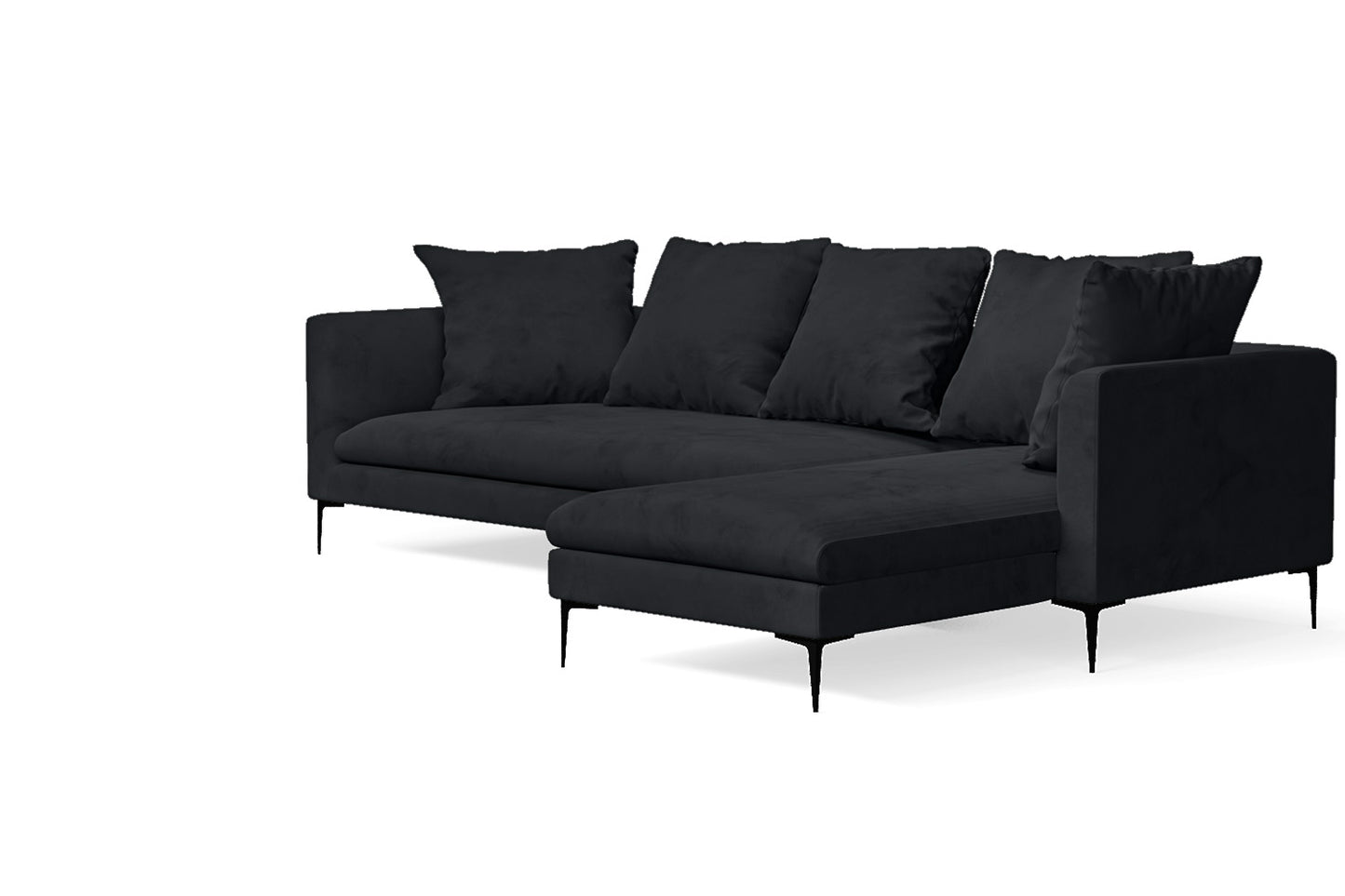 Aprilia 3 Seater Right Hand Facing Chaise Lounge Corner Sofa Dark Grey Velvet