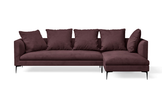 Aprilia 3 Seater Right Hand Facing Chaise Lounge Corner Sofa Grape Velvet