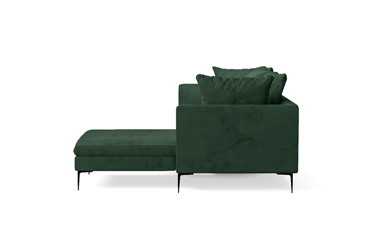 Aprilia 3 Seater Right Hand Facing Chaise Lounge Corner Sofa Green Velvet