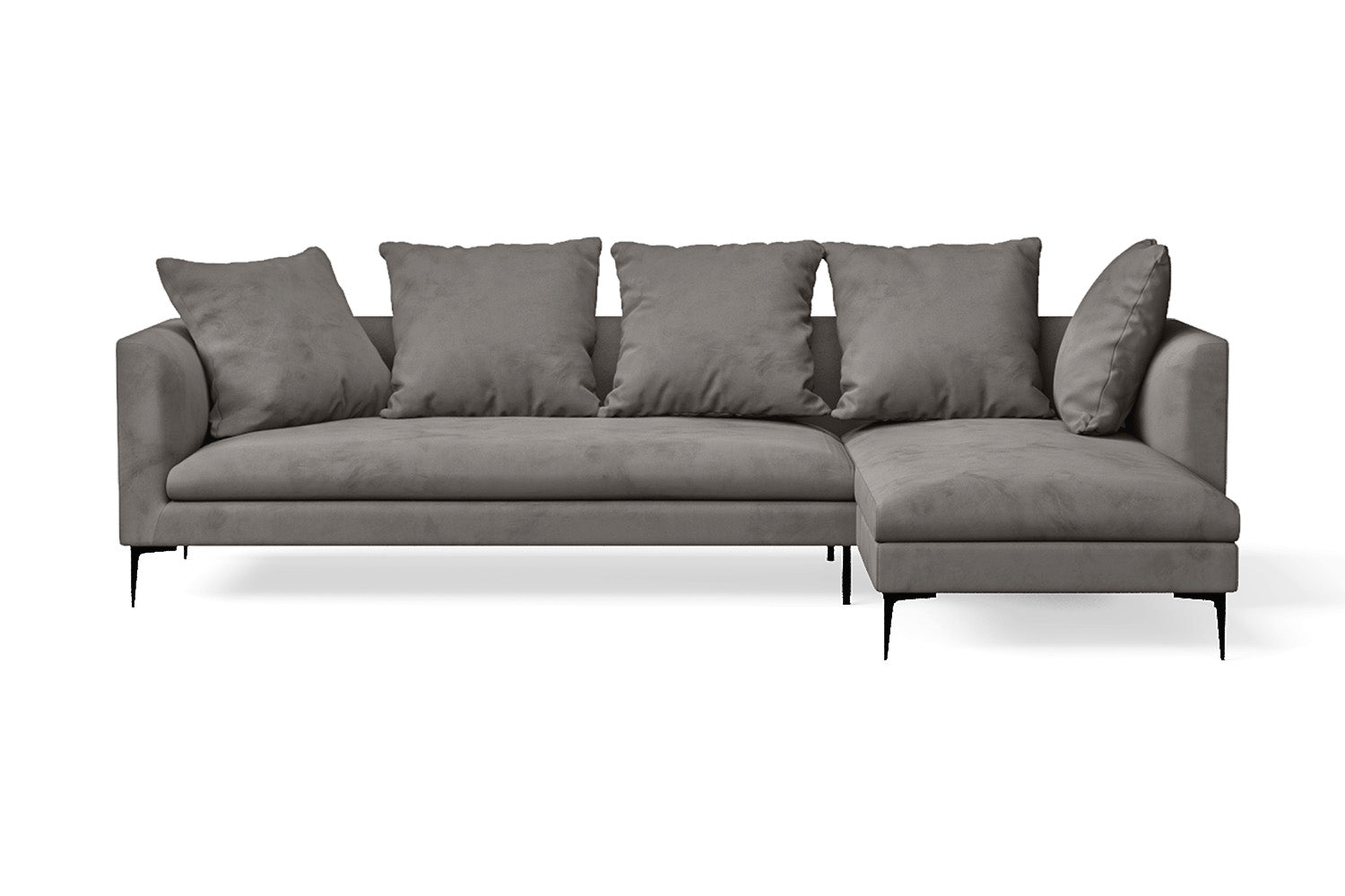 Aprilia 3 Seater Right Hand Facing Chaise Lounge Corner Sofa Grey Velvet