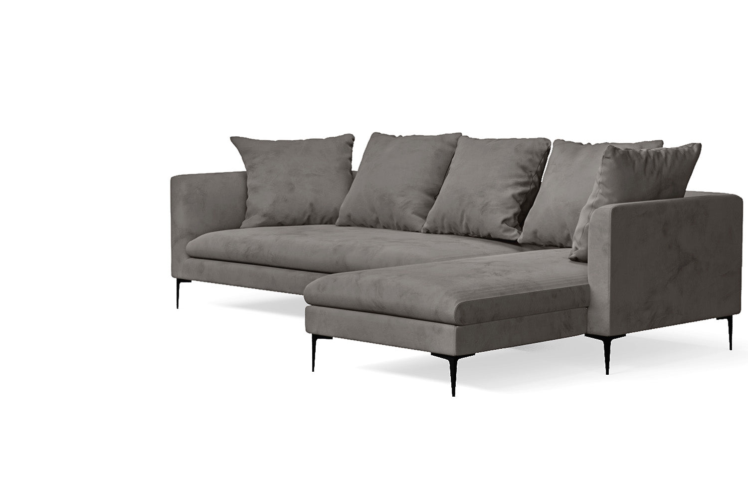 Aprilia 3 Seater Right Hand Facing Chaise Lounge Corner Sofa Grey Velvet